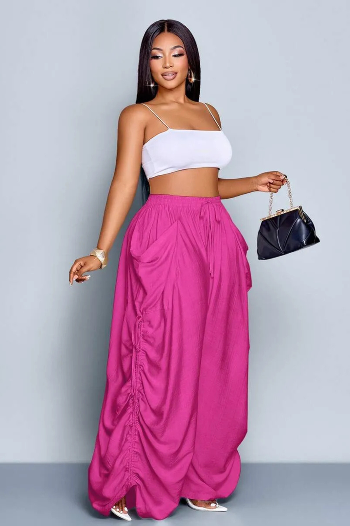 Aliyah Ruched Wide-Leg Pants