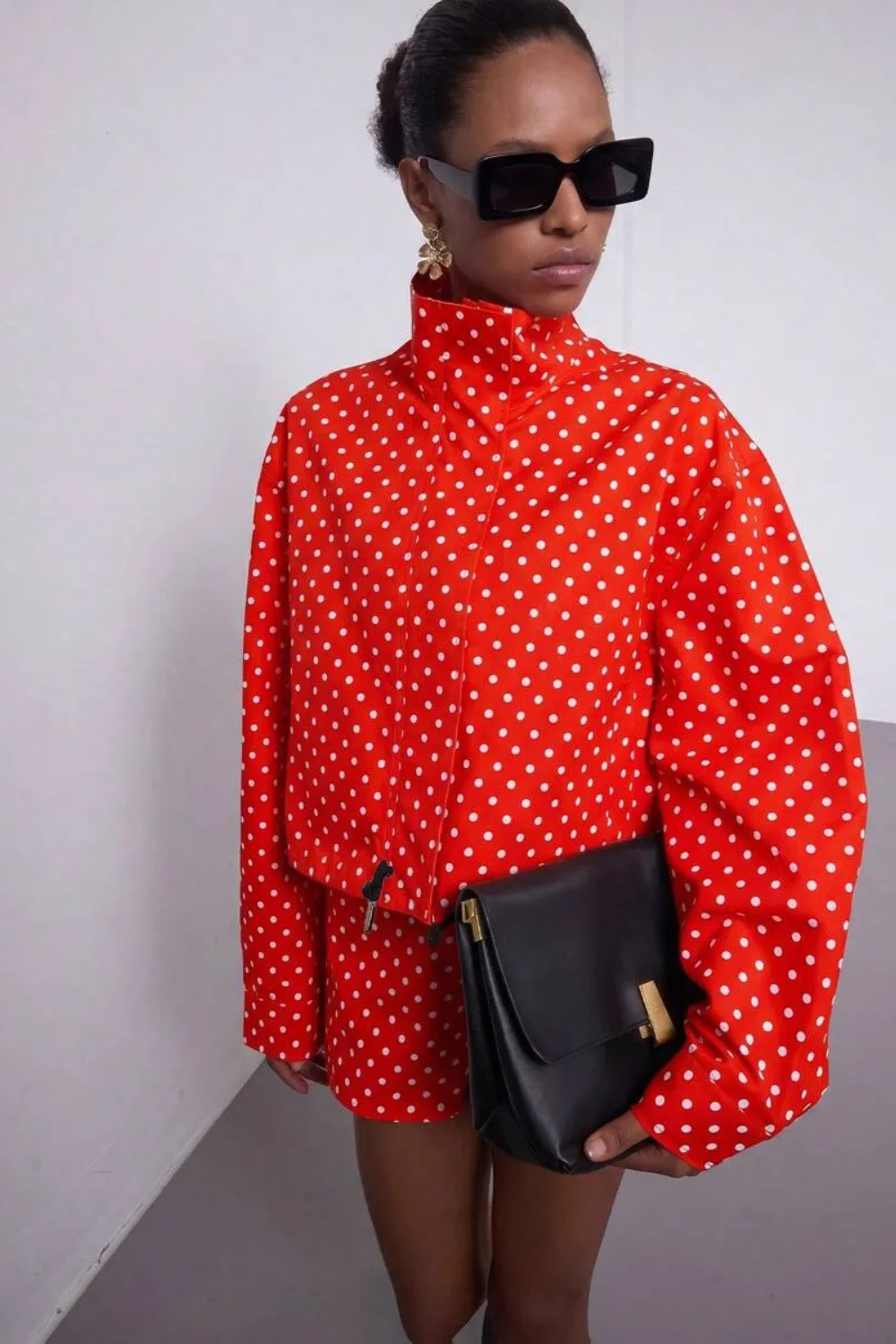Polka Dot Cropped Jacket