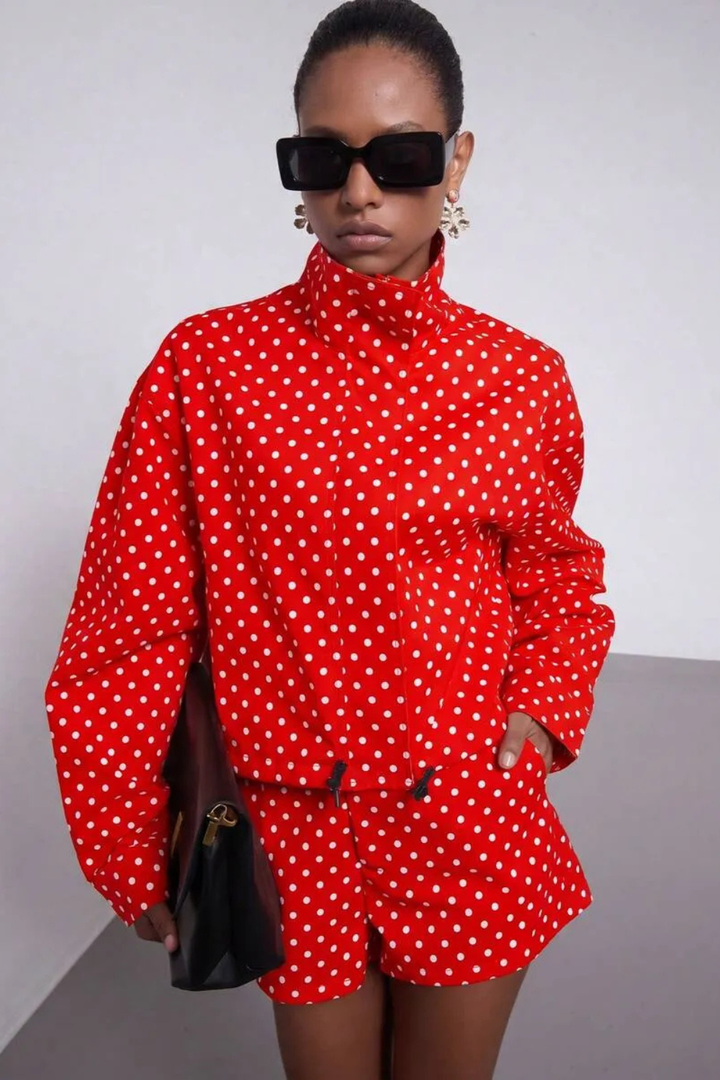 Polka Dot Cropped Jacket
