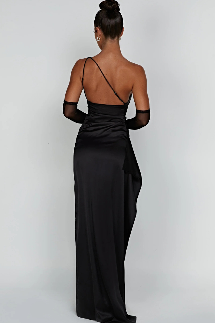 Alessia Maxikleid aus Satin mit One-Shoulder-Ausschnitt