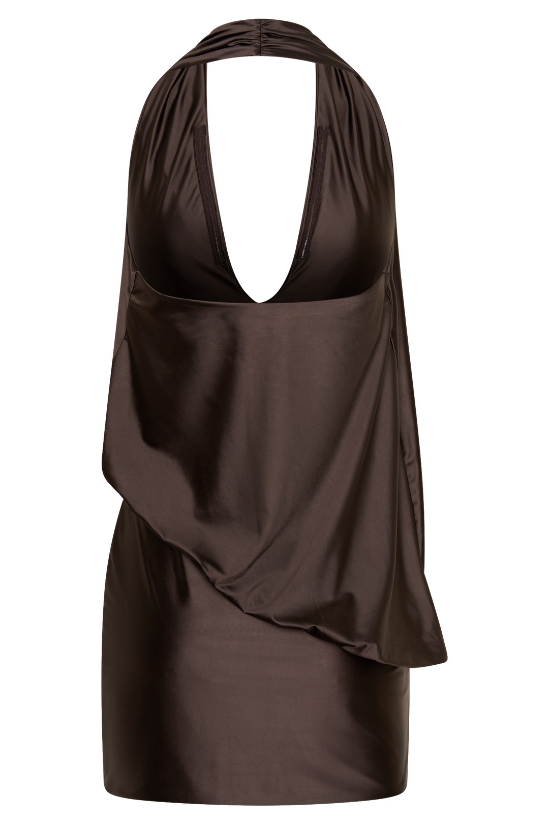 Arabel Draped Halter Mini Dress - Chocolate