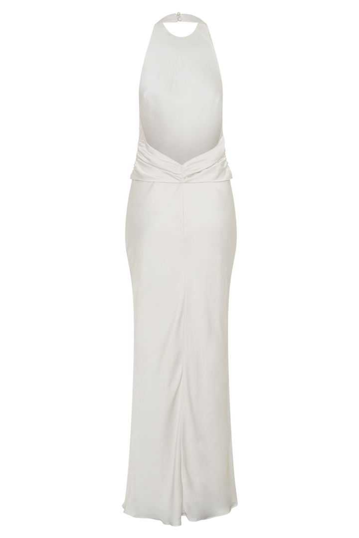 Rinna Satin Halter Maxi Dress - Ivory