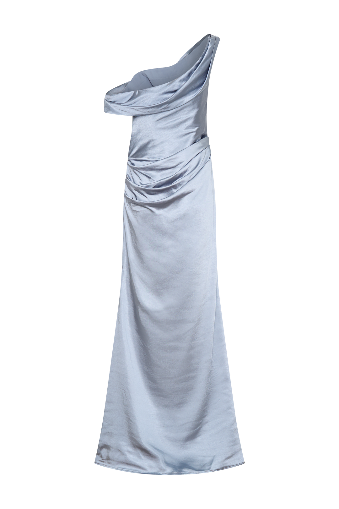 Dalia Off Shoulder Satin Maxi Dress - Frosted Blue