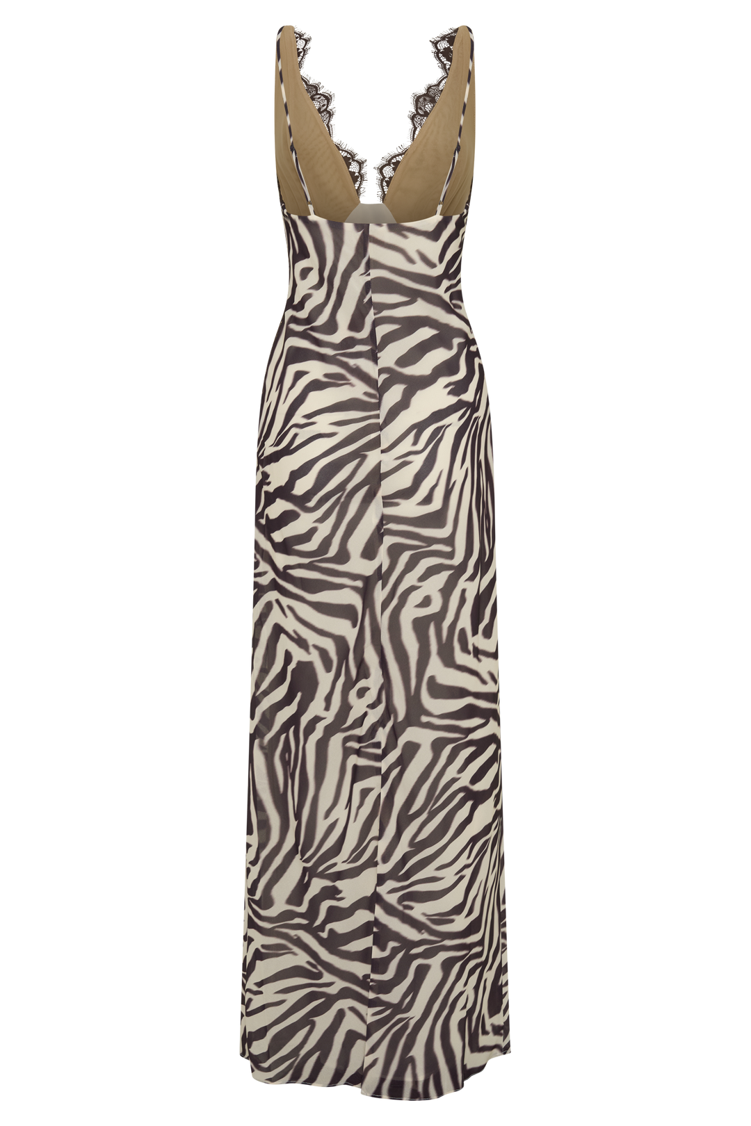 Angeline Lace And Chiffon Maxi Dress - Abstract Zebra Print