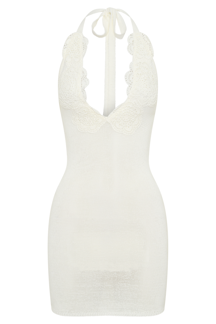 Bohdie Crochet Halter Mini Dress - Ivory