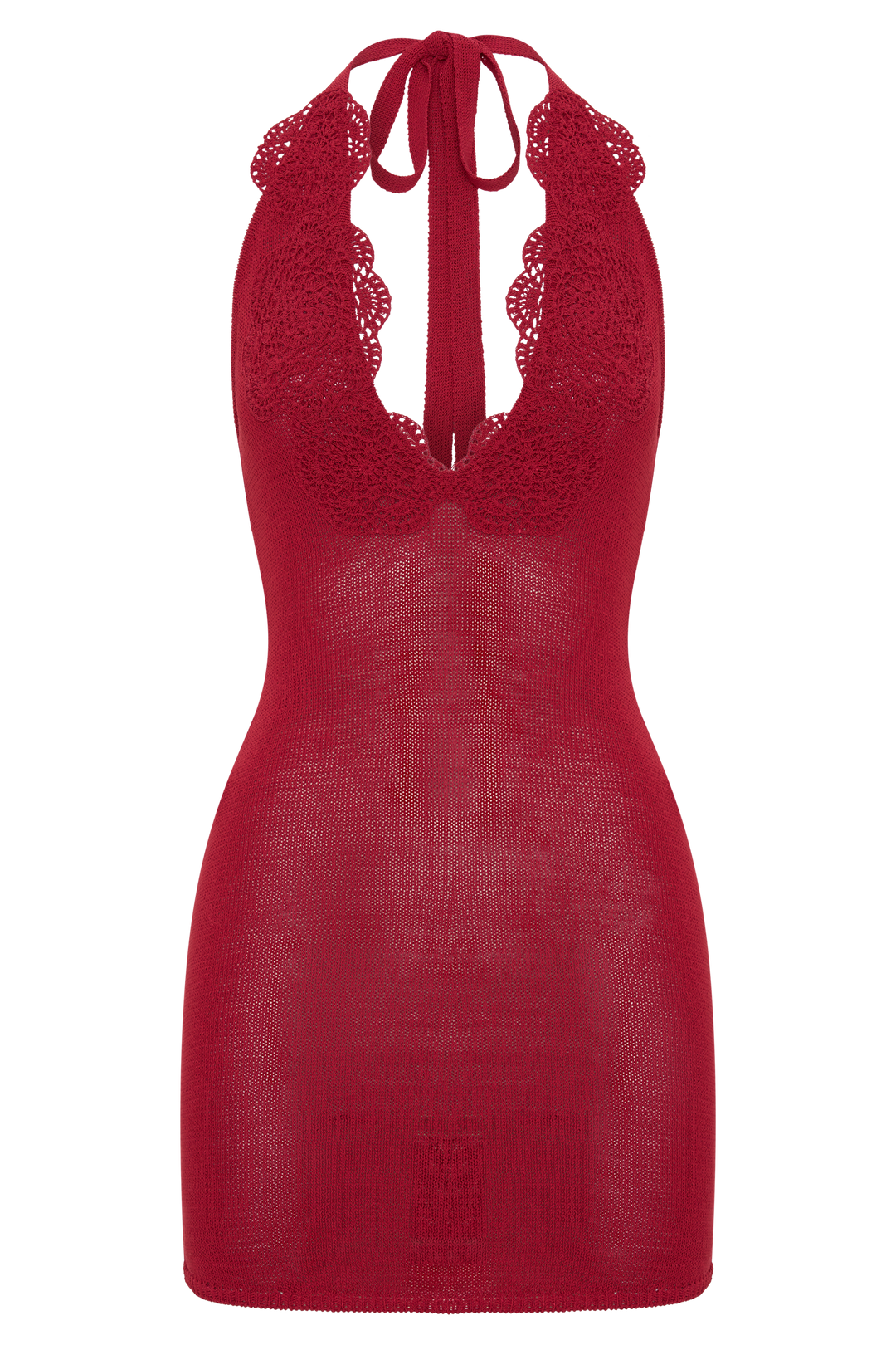 Bohdie Crochet Halter Mini Dress - Pomegranate