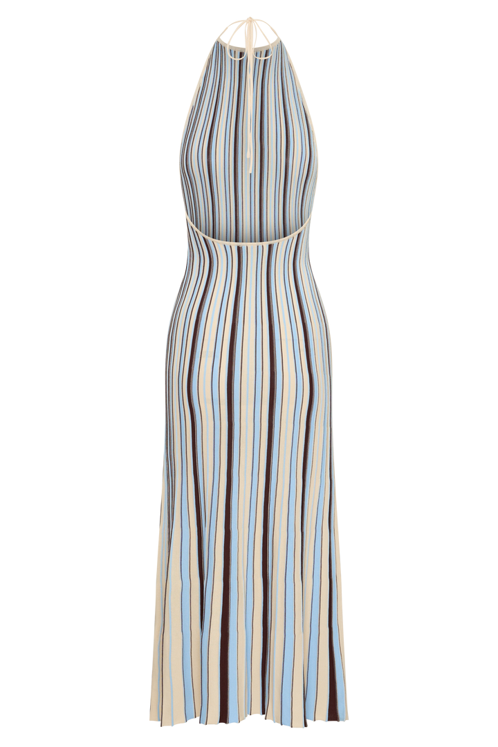 Dalani Halterneck Knit Midi Dress - Blue/Chocolate