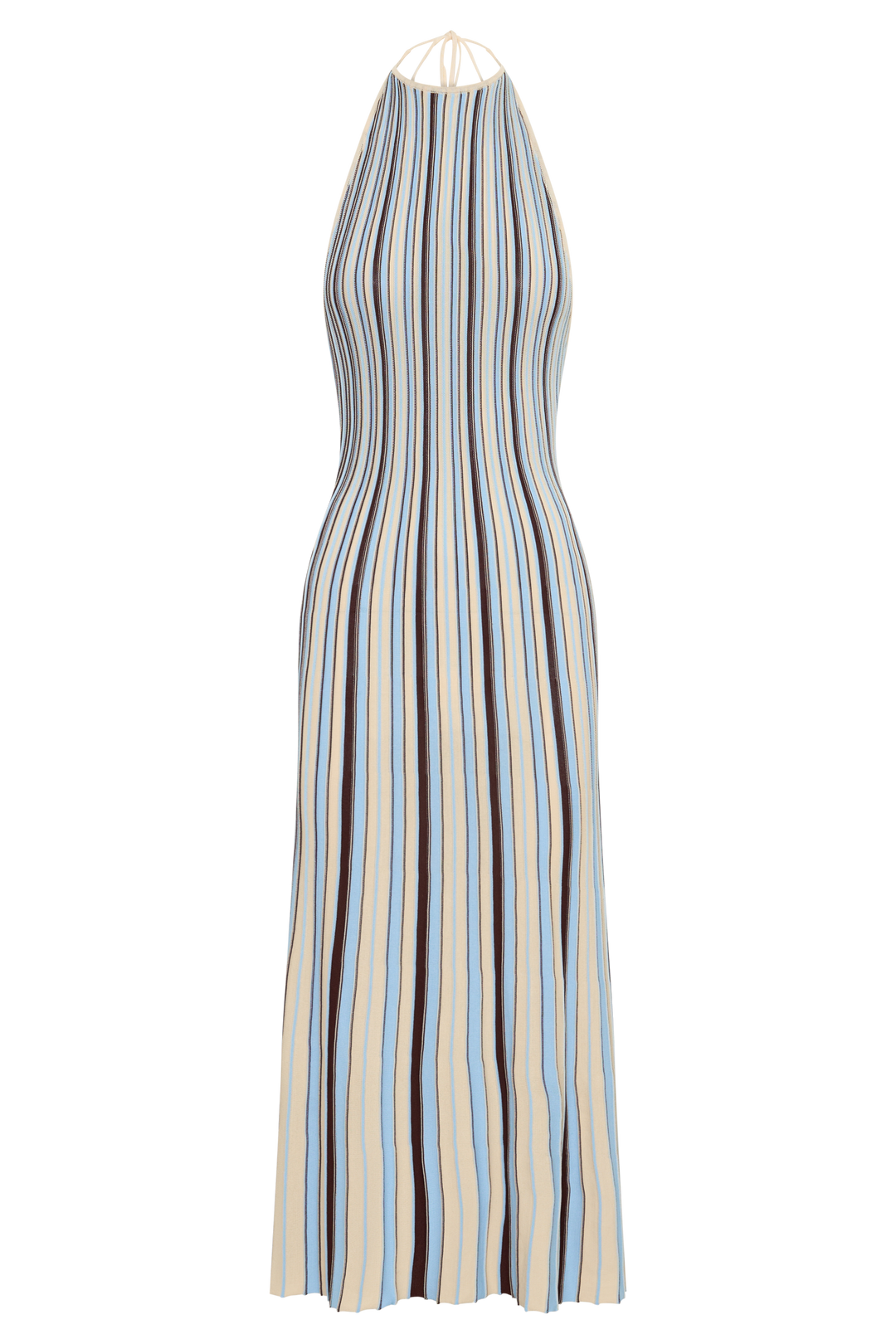 Dalani Halterneck Knit Midi Dress - Blue/Chocolate