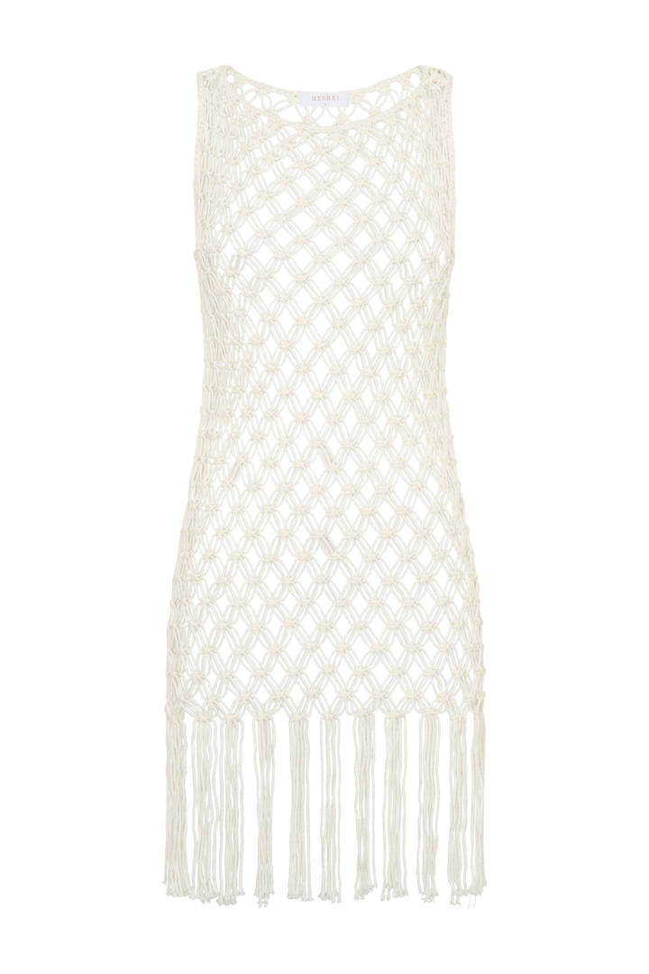 Devlin Macrame Tassel Mini Dress - Ivory