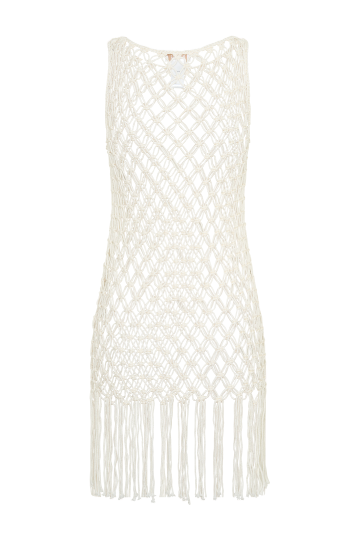 Devlin Macrame Tassel Mini Dress - Ivory