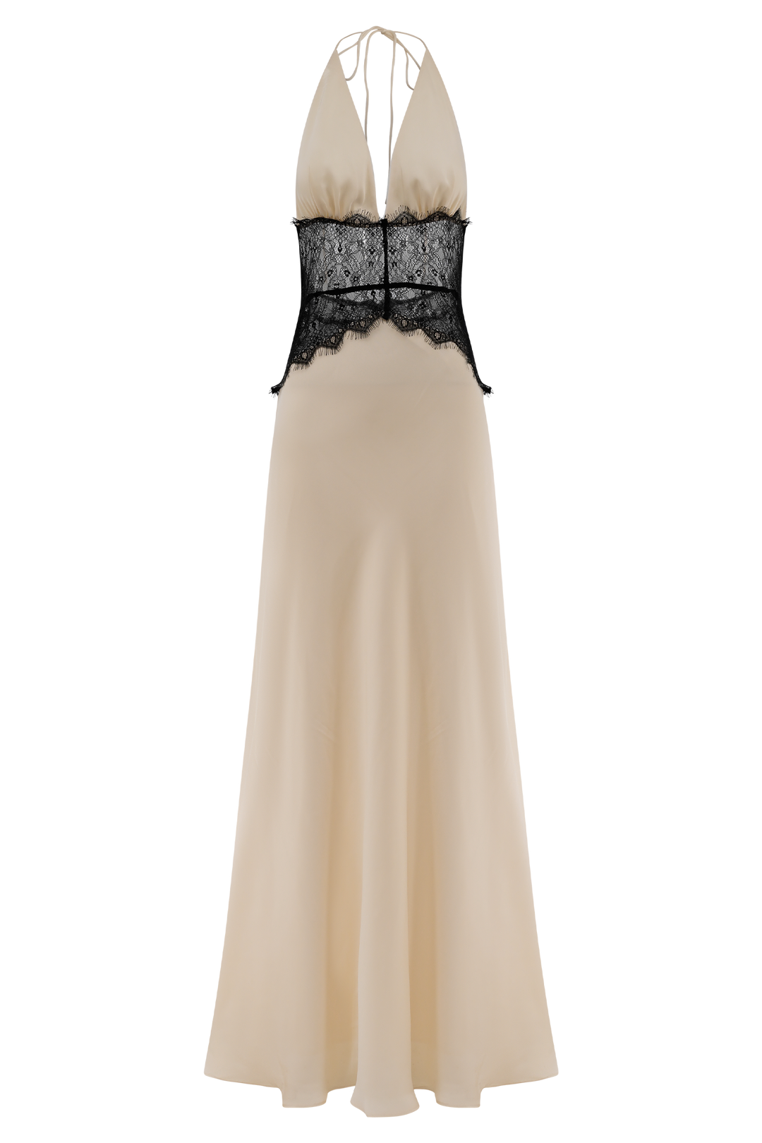 Dinah Lace And Satin Maxi Dress - Black/Ivory