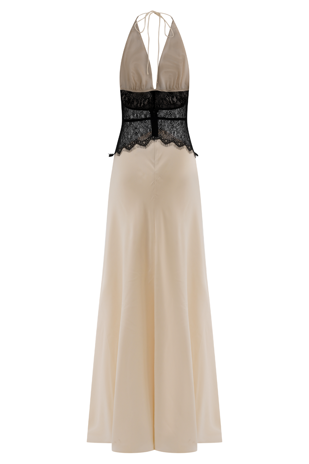 Dinah Lace And Satin Maxi Dress - Black/Ivory