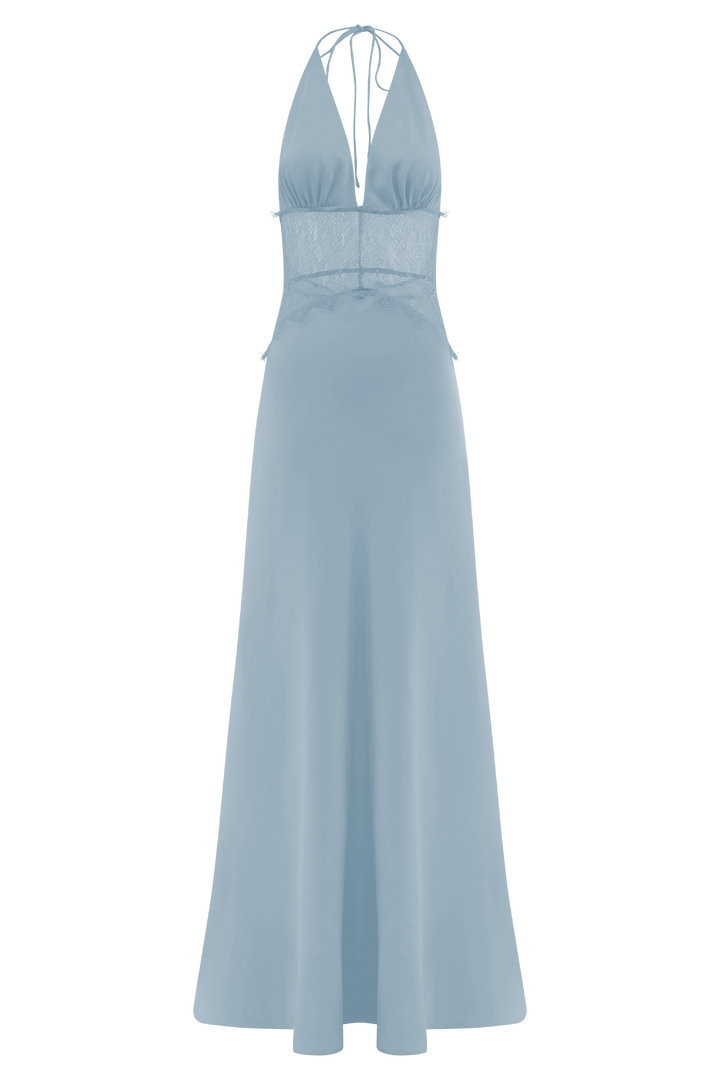 Dinah Lace And Satin Maxi Dress - Cornflower Blue