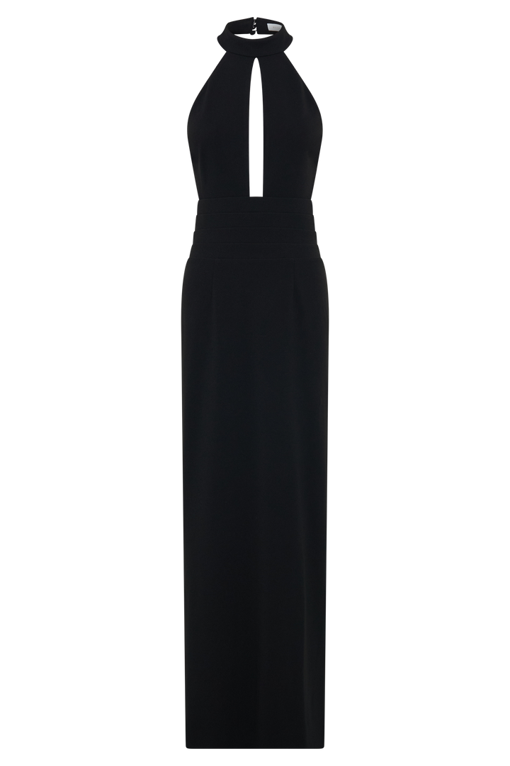 Elan Stretch Crepe Maxi Dress - Black