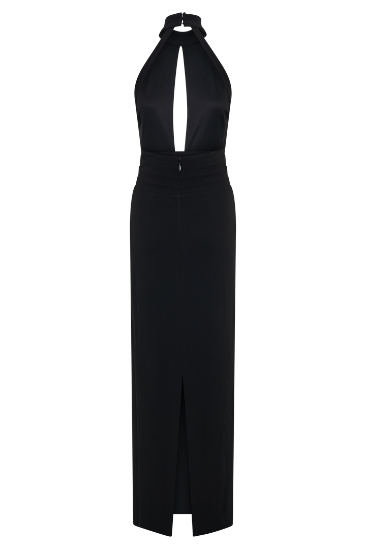 Elan Stretch Crepe Maxi Dress - Black