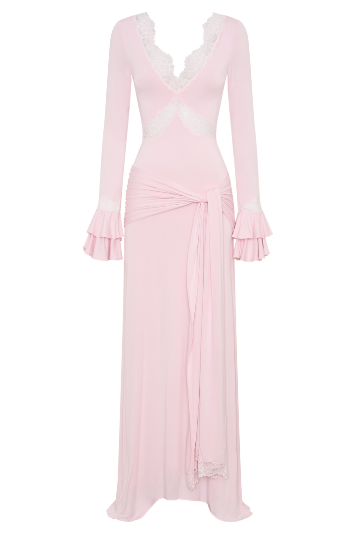Electra Slinky Lace Maxi Dress - Ballet Pink