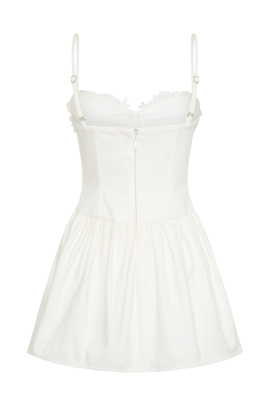 Emary Applique Denim Bustier Mini Dress - White