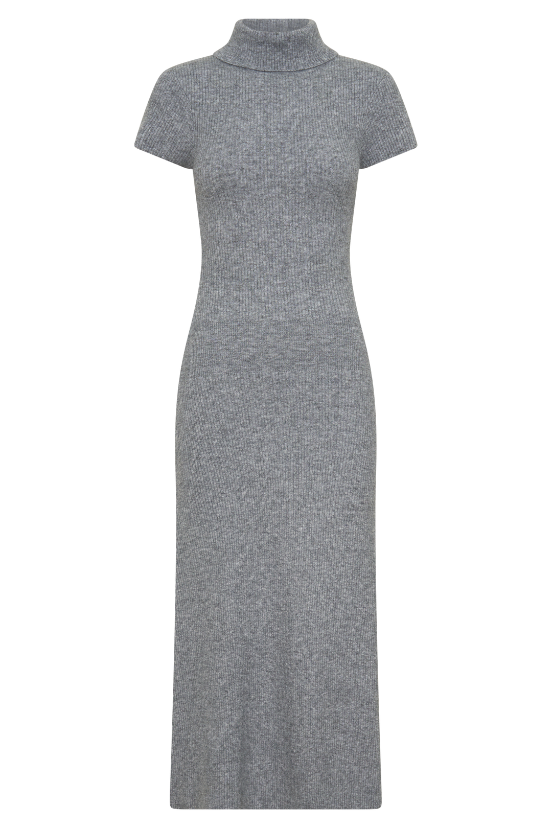 Goldie High Neck Knit Midi Dress - Grey Marle