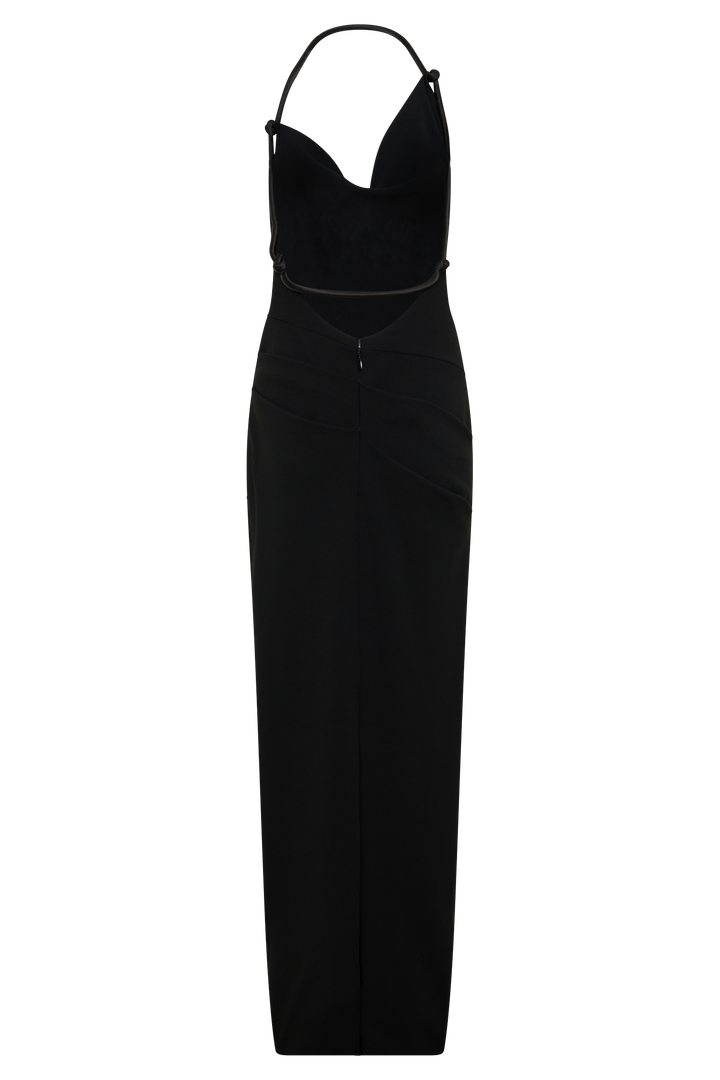 Gracie Halter Maxi Dress - Black