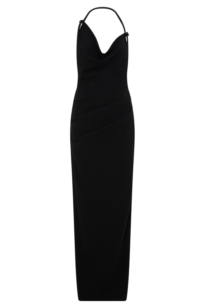 Gracie Halter Maxi Dress - Black