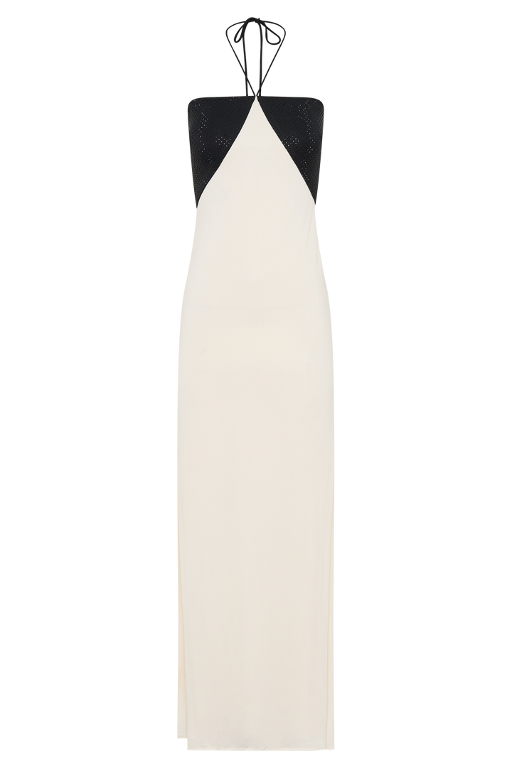 Hien Sequin Halter Maxi Dress - Black/Ivory