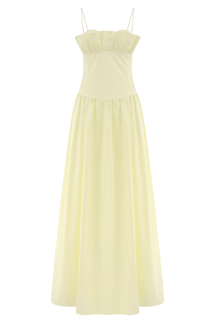 Janis Cotton Frill Maxi Dress - Lemon