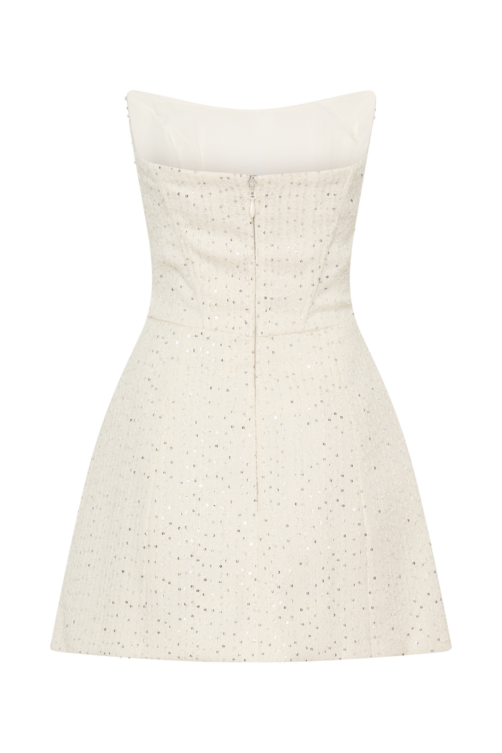 Lorrie Tweed Corset Mini Dress - White