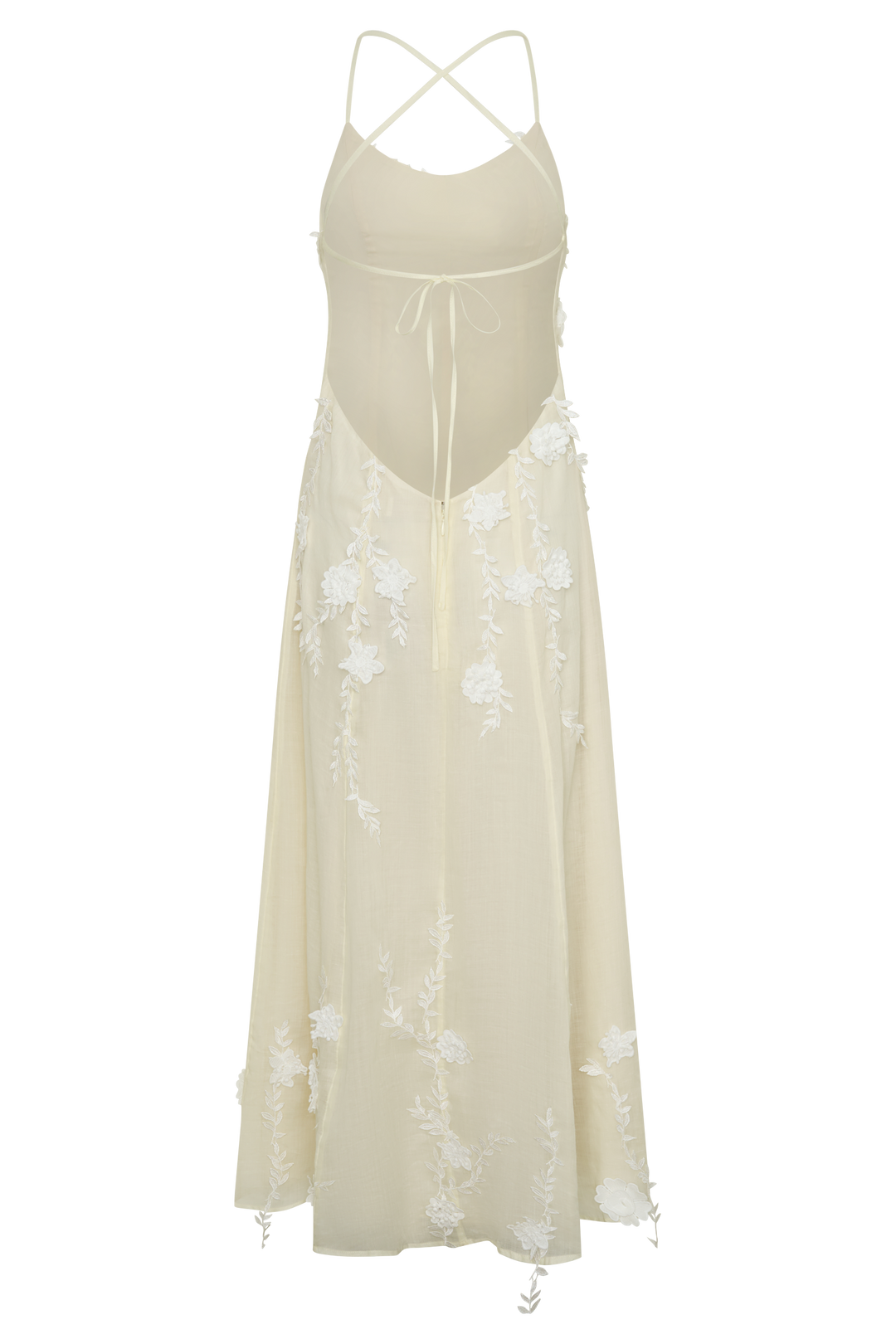 Odette Floral Lace Midi Dress - Buttermilk
