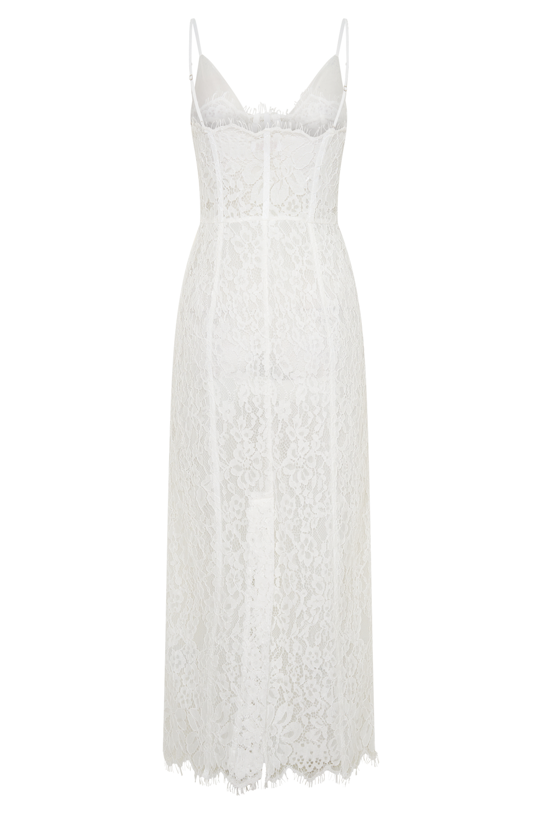 Ottilie Lace And Mesh Midi Dress - White