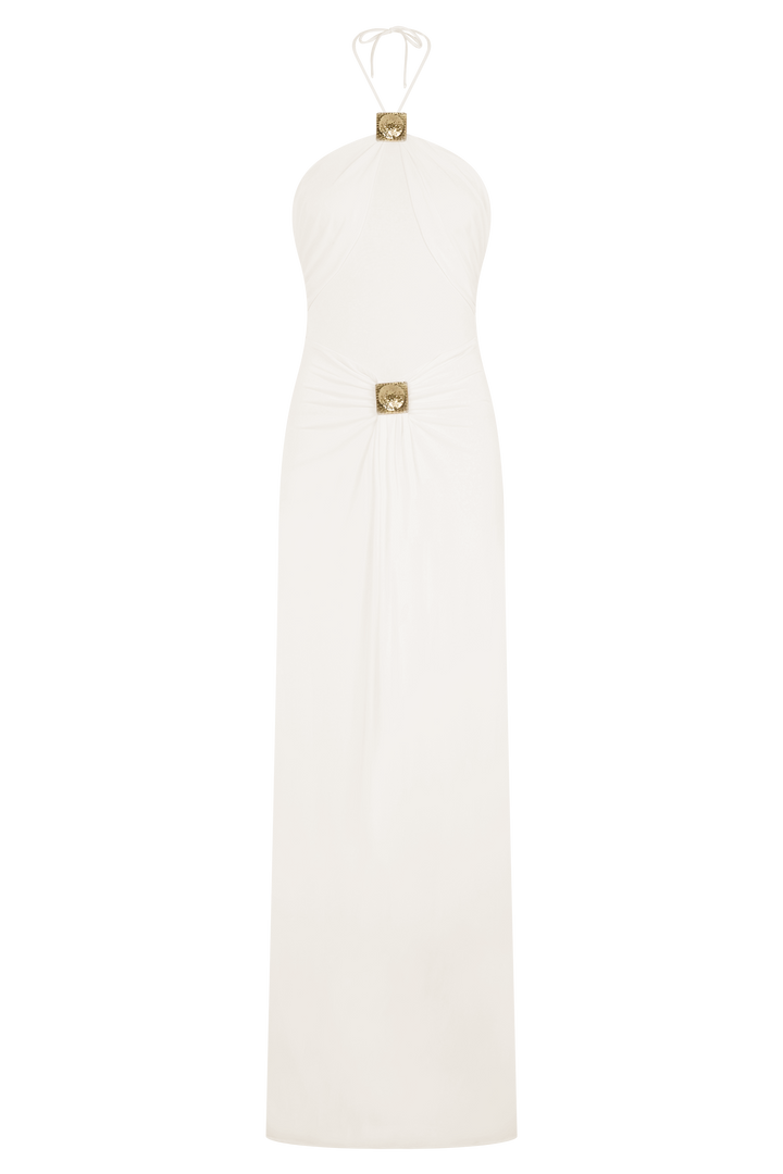 Quincy Halter Maxi Dress With Hardware - Ivory