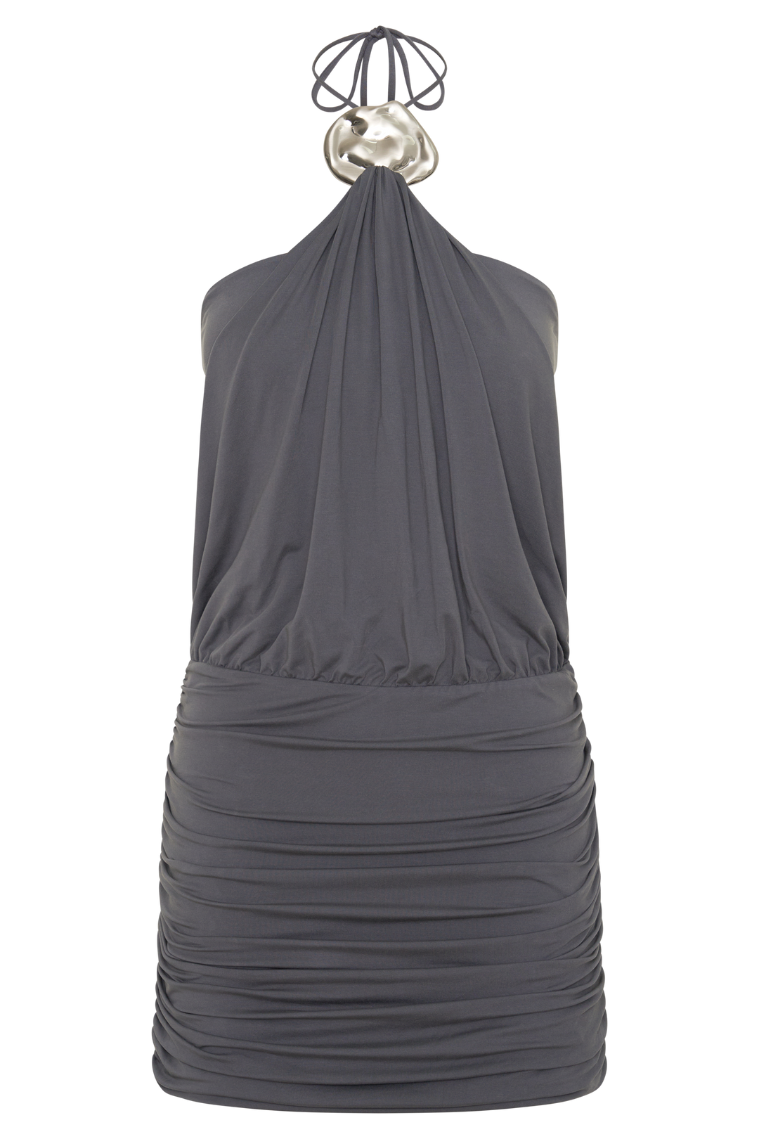 Sade Halter With Hardware Mini Dress - Grey