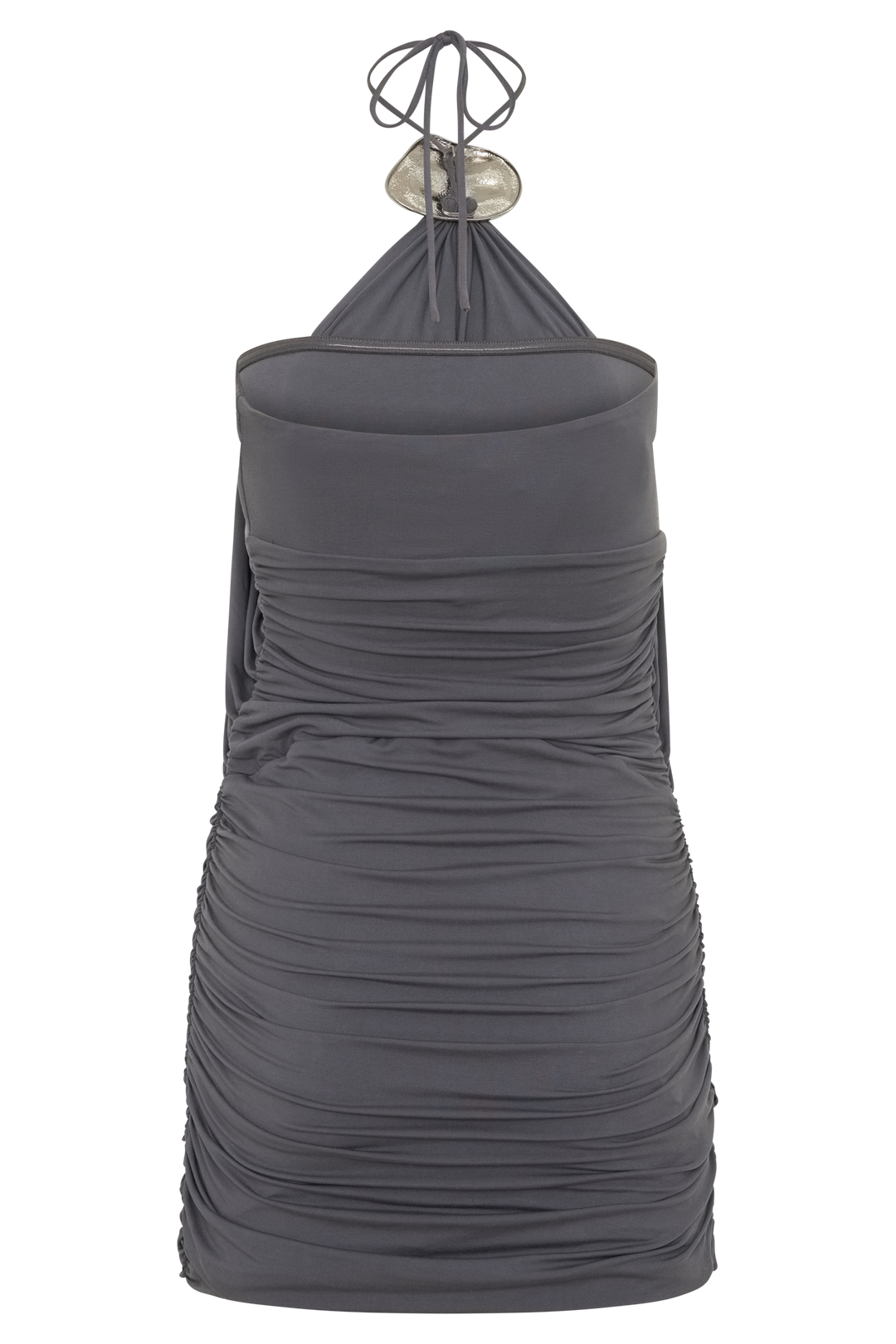 Sade Halter With Hardware Mini Dress - Grey