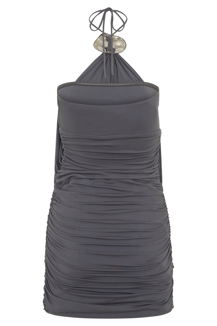 Sade Halter With Hardware Mini Dress - Grey