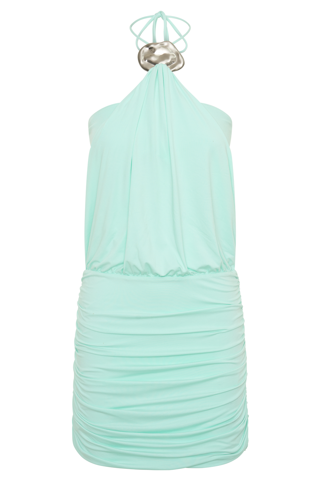 Sade Halter With Hardware Mini Dress - Sea Blue