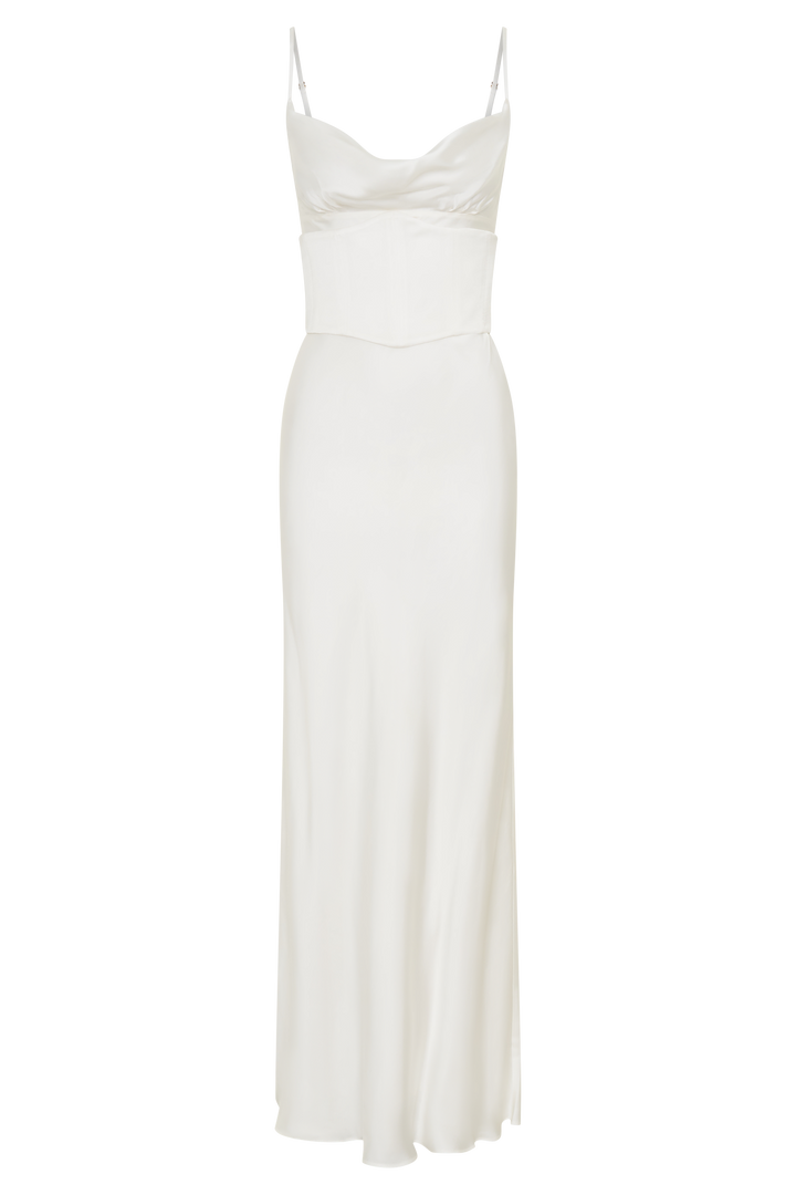 Seraphine Corset Satin Maxi Dress - Ivory