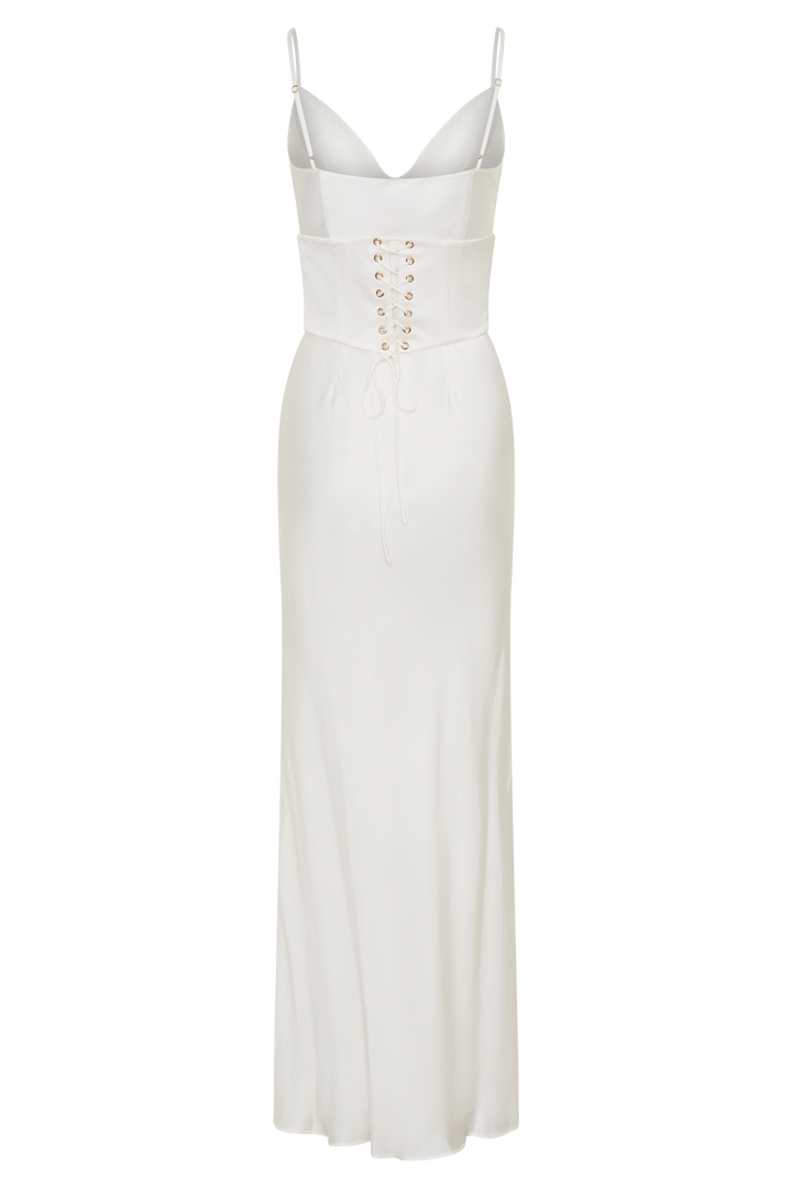 Seraphine Corset Satin Maxi Dress - Ivory