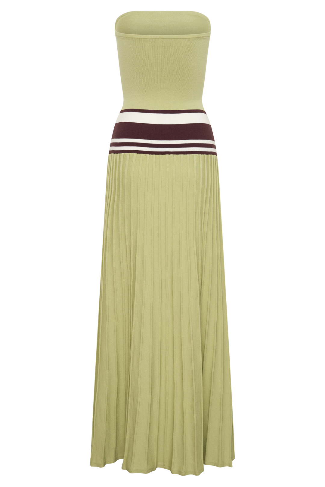 Solaris Strapless Contrast Knit Maxi Dress - Light Olive