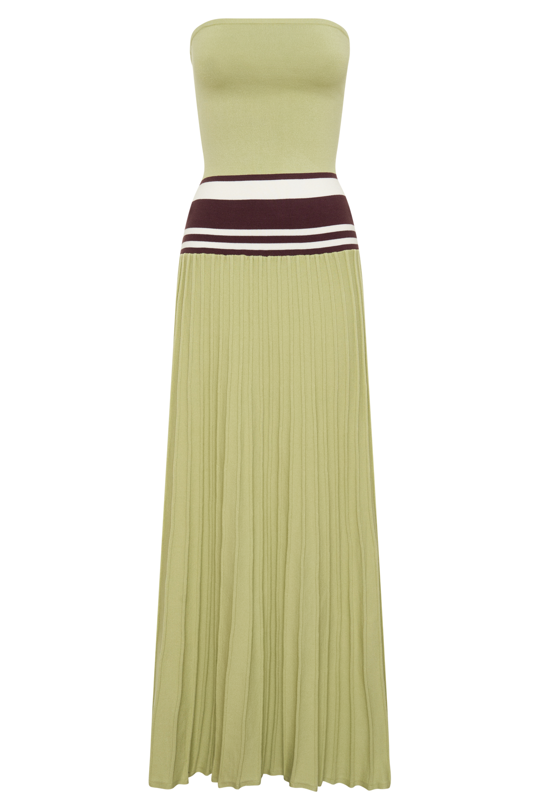 Solaris Strapless Contrast Knit Maxi Dress - Light Olive