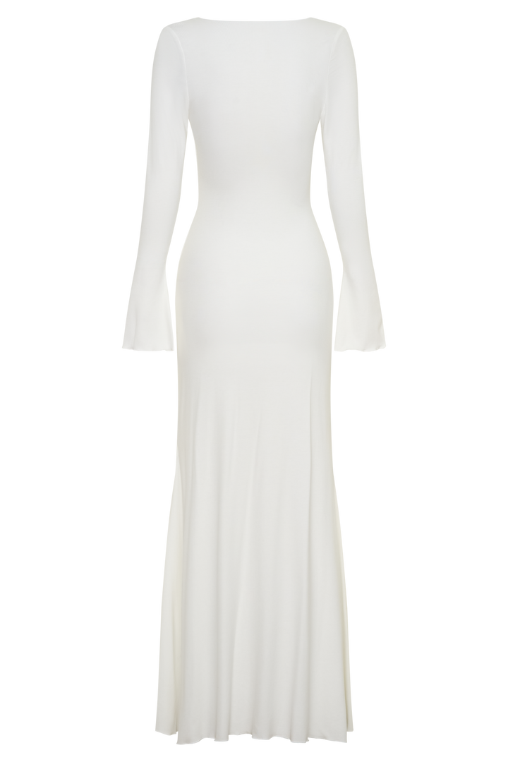 Tanya Buttoned Long Sleeve Maxi Dress - White