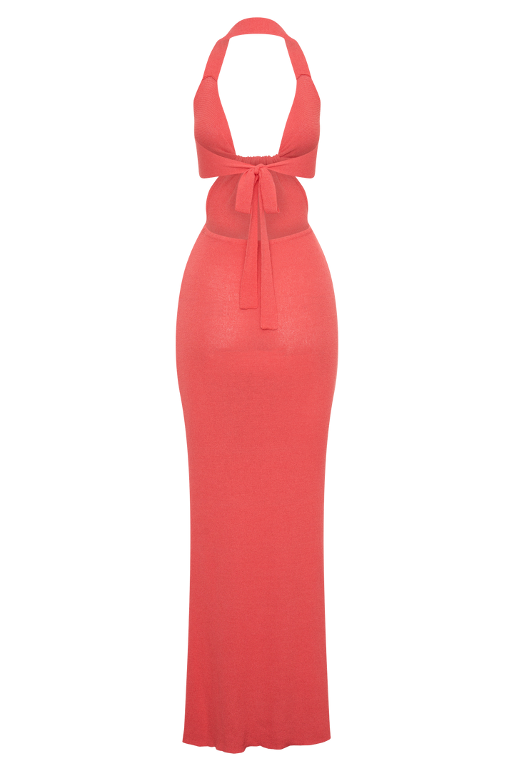 Theresea Halter Knit Maxi Dress - Coral