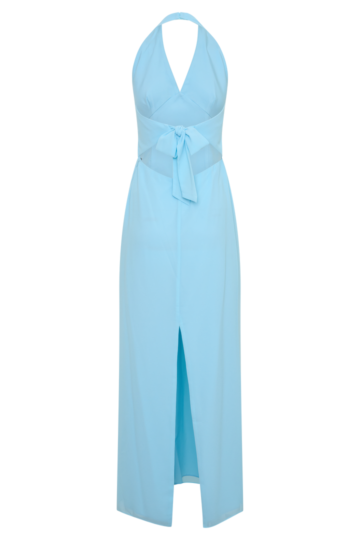 Valentina Chiffon Halter Maxi Dress - Pale Blue