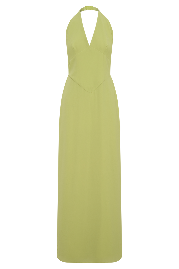 Valentina Chiffon Halter Maxi Dress - Pistachio