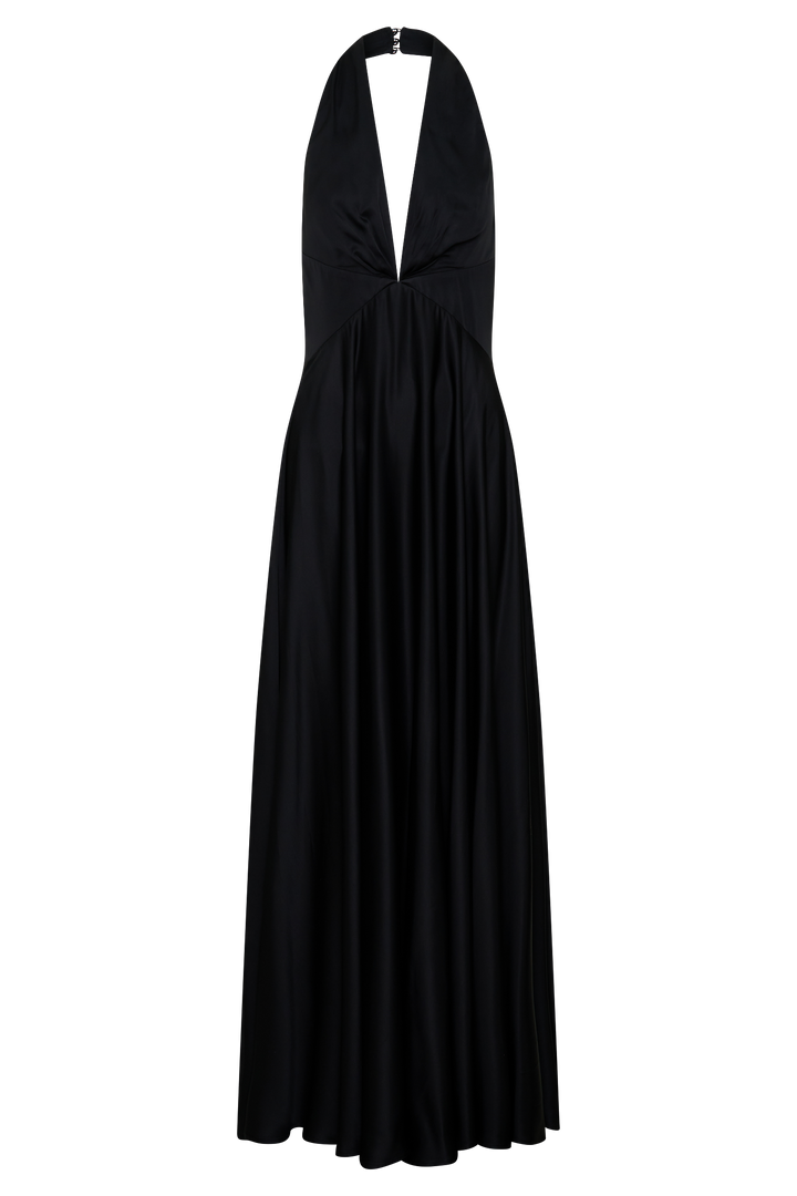Rebecca Halter Buttoned Maxi Dress - Black
