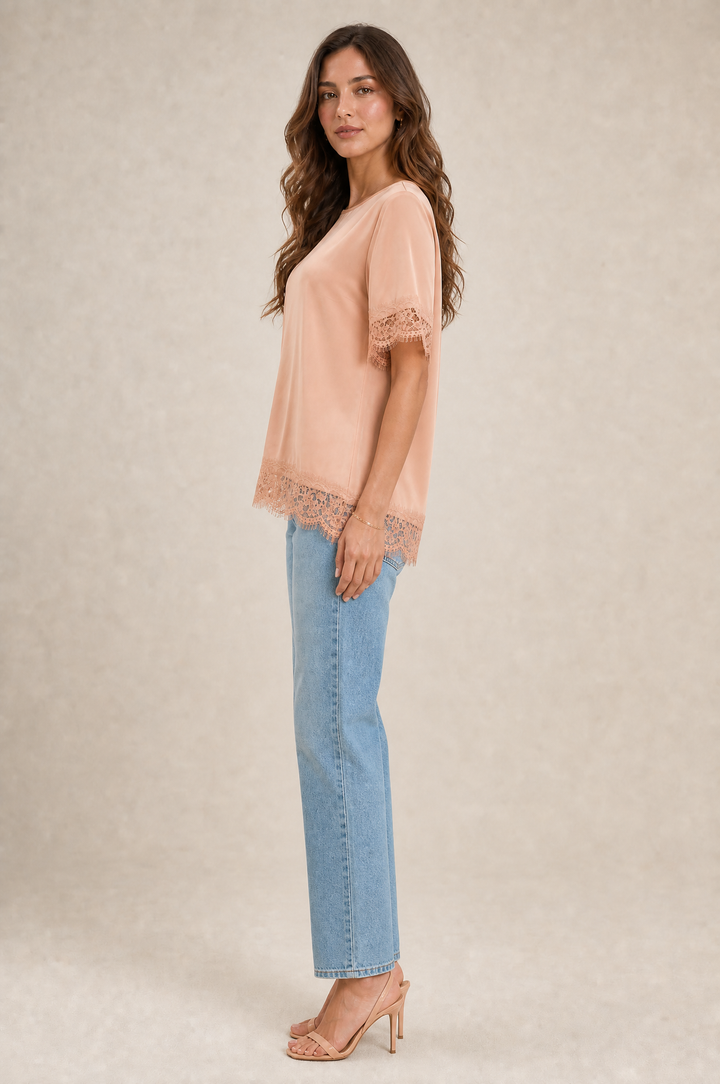 Bianca Lace Trim Satin Top