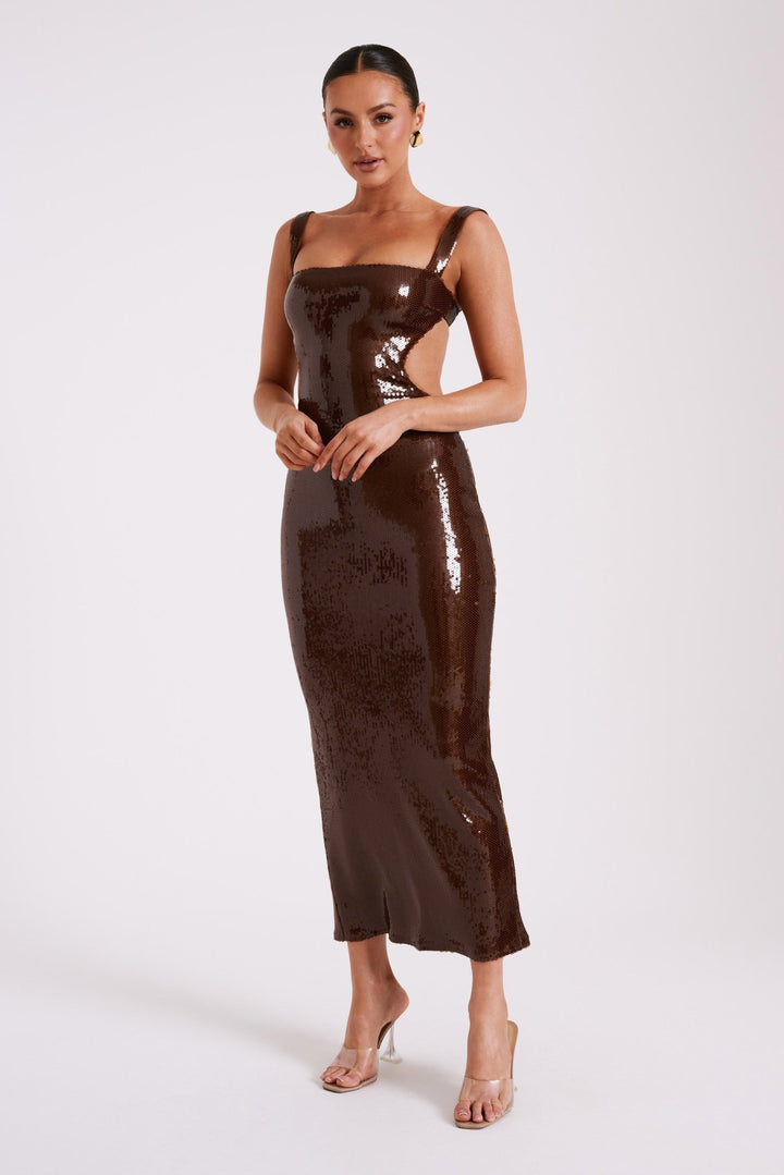 Adoria Sequin Cut Out Maxi Dress - 3