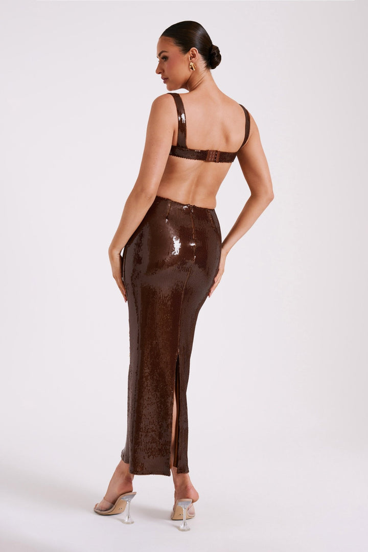 Adoria Sequin Cut Out Maxi Dress - 8