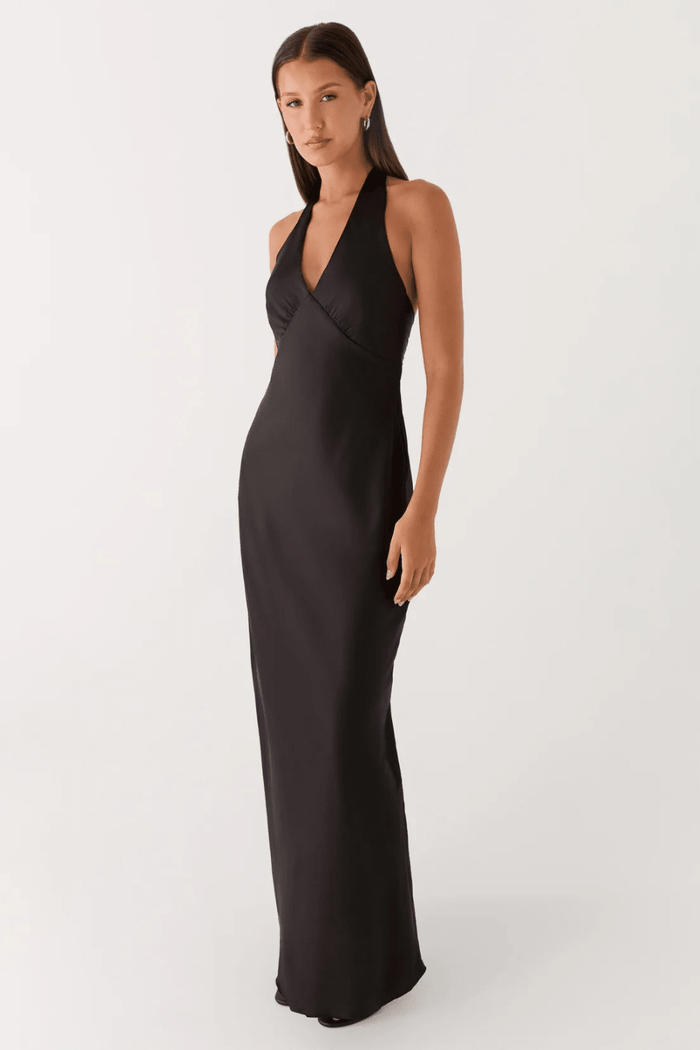 Adriana Open-Back Satin Maxi Dress - 3