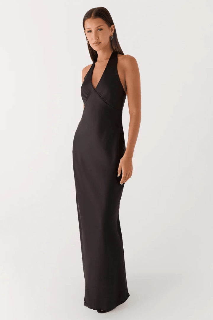 Adriana Open-Back Satin Maxi Dress - 3