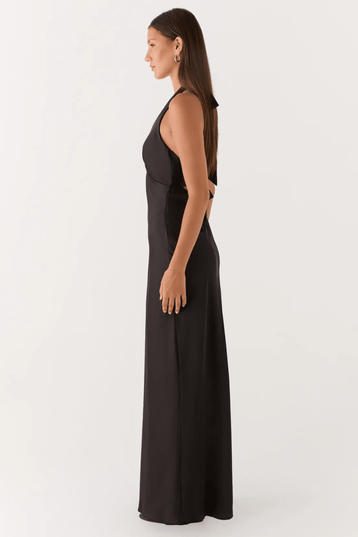 Adriana Open-Back Satin Maxi Dress - 4