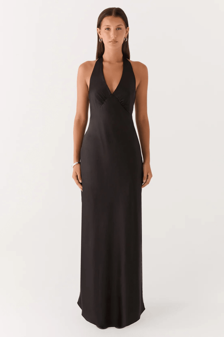 Adriana Open-Back Satin Maxi Dress - 2